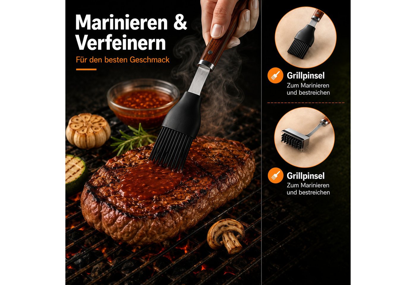 Forrlite Grillbesteck-Set 11-teiliges Grill Zubehör BBQ Grillbesteck Set aus Edelstahl, (hochwertiges Grillutensilien Set mit Grillkoffer, hitzebeständige, Grillwerkzeuge mit Grillspachtel für Garten und Camping), Geschenk zum Geburtstag für Männer und Papa