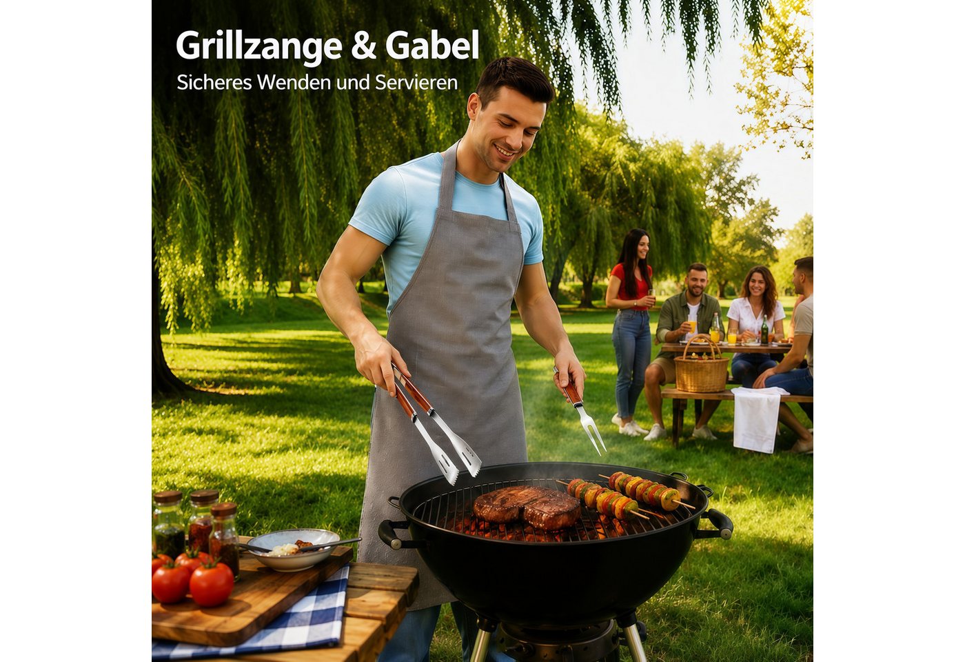 Forrlite Grillbesteck-Set 11-teiliges Grill Zubehör BBQ Grillbesteck Set aus Edelstahl, (hochwertiges Grillutensilien Set mit Grillkoffer, hitzebeständige, Grillwerkzeuge mit Grillspachtel für Garten und Camping), Geschenk zum Geburtstag für Männer und Papa Bild 4