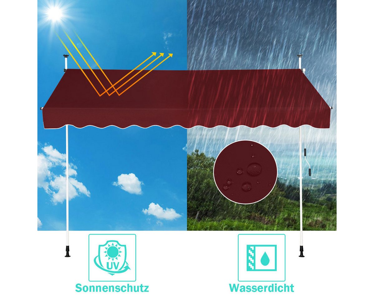 KOMFOTTEU Klemmmarkise Markise mit Handkurbel, höhenverstellbar Bild 3