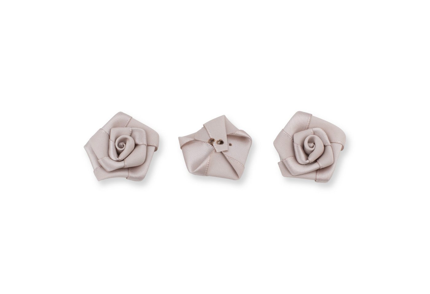 Creativery Streudeko, Satinrosen 3cm zum Basteln & Aufnähen 10 Stück Taupe Bild 3