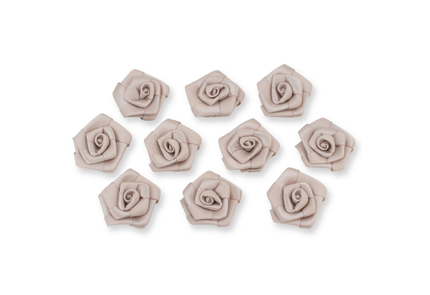 Creativery Streudeko, Satinrosen 3cm zum Basteln & Aufnähen 10 Stück Taupe Bild 5
