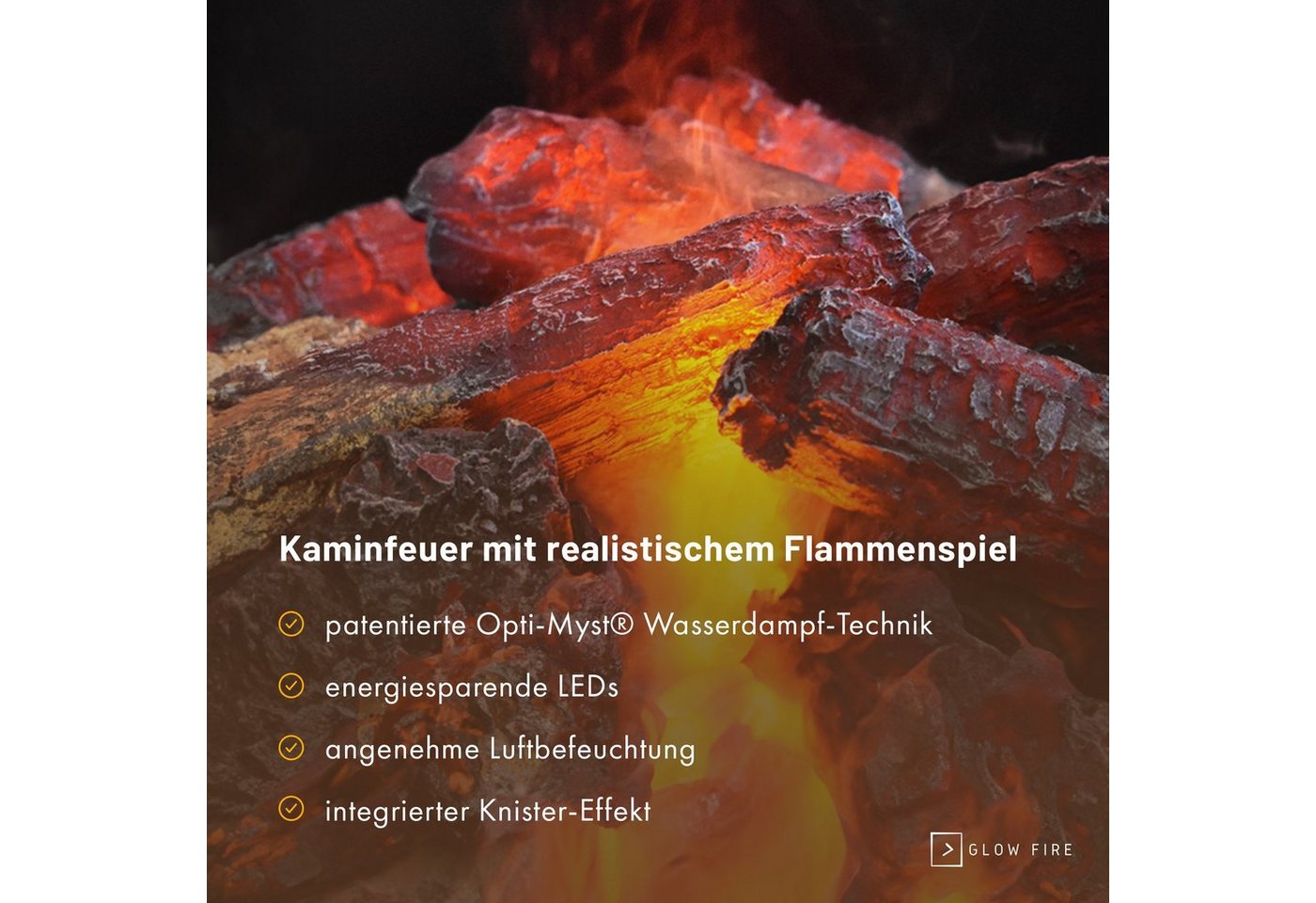 Kaminlicht Elektrokamin Room Divider Wasserdampf Kamin, Standkamin elektrisch, Elektrischer Kamin, Wasserdampfkamin mit 3D Feuer und Knisterfunktion Bild 2