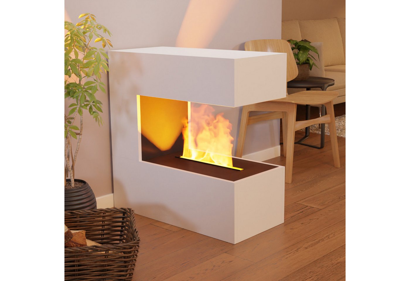 Kaminlicht Elektrokamin Room Divider Wasserdampf Kamin, Standkamin elektrisch, Elektrischer Kamin, Wasserdampfkamin mit 3D Feuer und Knisterfunktion Bild 4