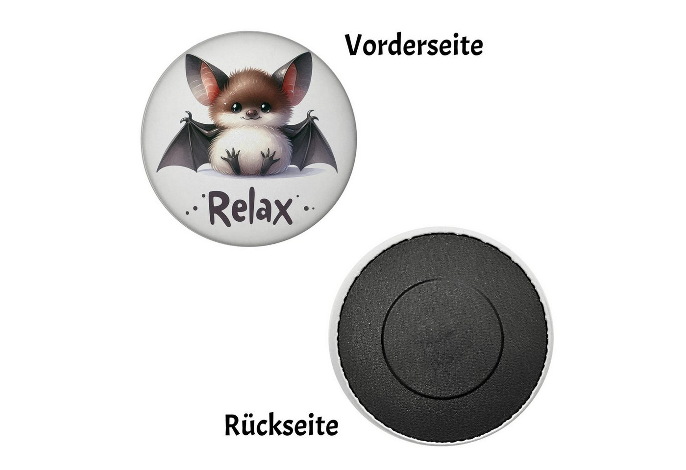 speecheese Magnet Baby Fledermaus Magnet rund mit Spruch Relax Bild 2
