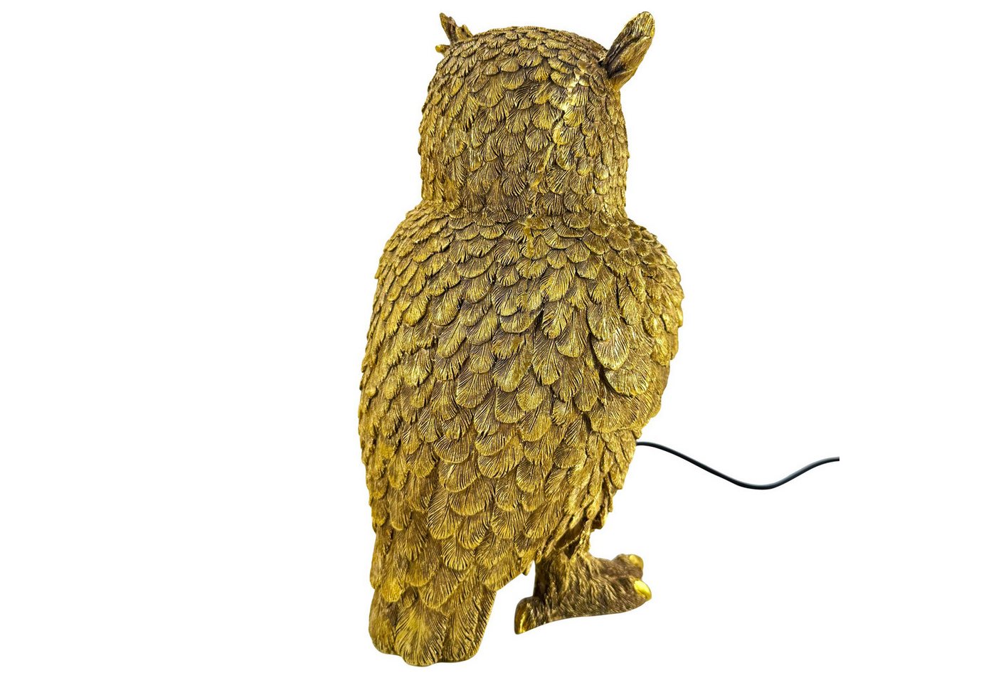 Online-Fuchs Tischleuchte - imposante Dekolampe goldene Eule für Wohnzimmer & Sideboard, E27 Glühbirne wechselbar, indirekte Beleuchtung, auch als Nachttischlampe bestens geeignet - 36 cm groß Bild 2