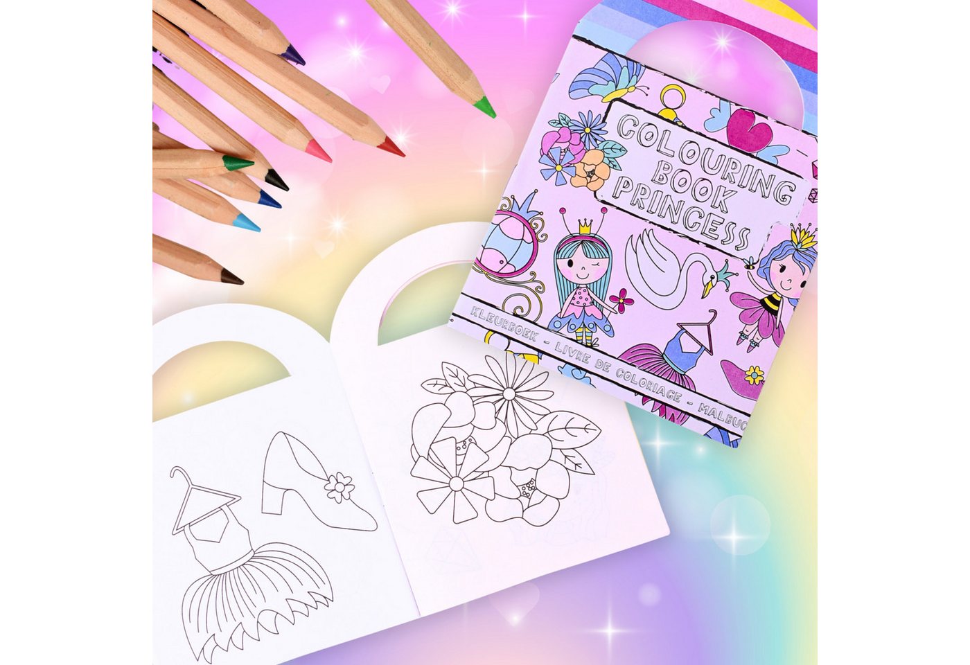 TE-Trend Stickerbuch 12 Stück Prinzessin Motiv Malheft Ausmalheft Set mit je 15 Sticker, mit 15 Prinzessin-Sticker Bild 3