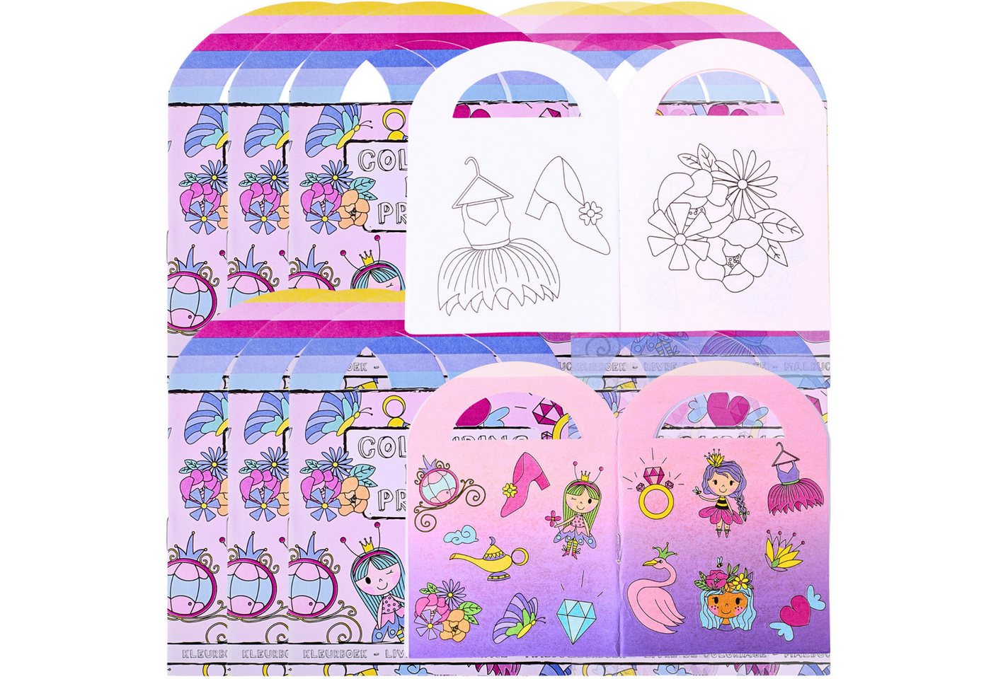 TE-Trend Stickerbuch 12 Stück Prinzessin Motiv Malheft Ausmalheft Set mit je 15 Sticker, mit 15 Prinzessin-Sticker Bild 4