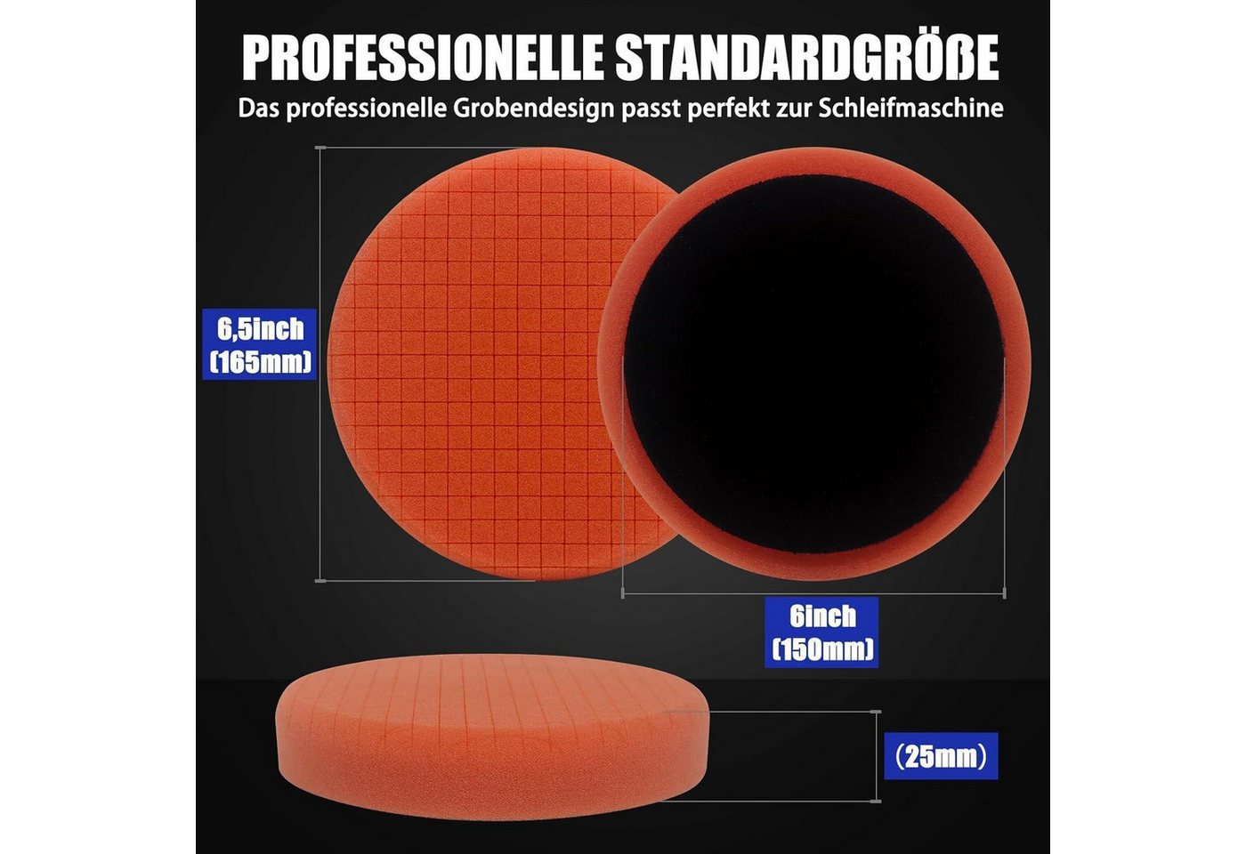 LuxusKollektion Polierschwamm Polierpads 7tlg Klett Auto Wachs Exzenter Polierschaum 150mm Bild 2