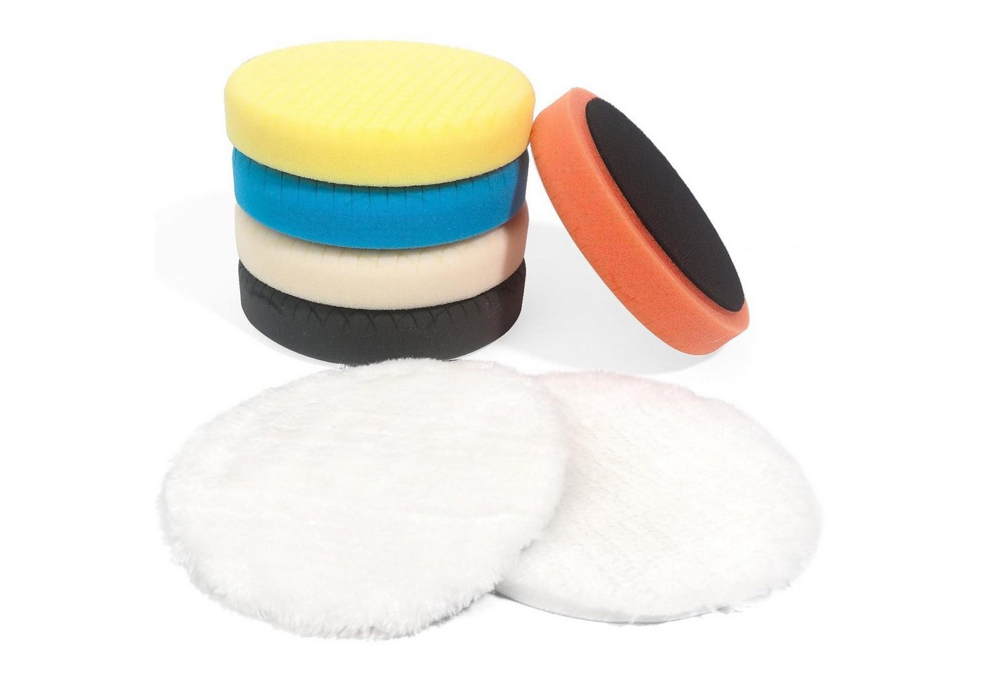 LuxusKollektion Polierschwamm Polierpads 7tlg Klett Auto Wachs Exzenter Polierschaum 150mm Bild 3