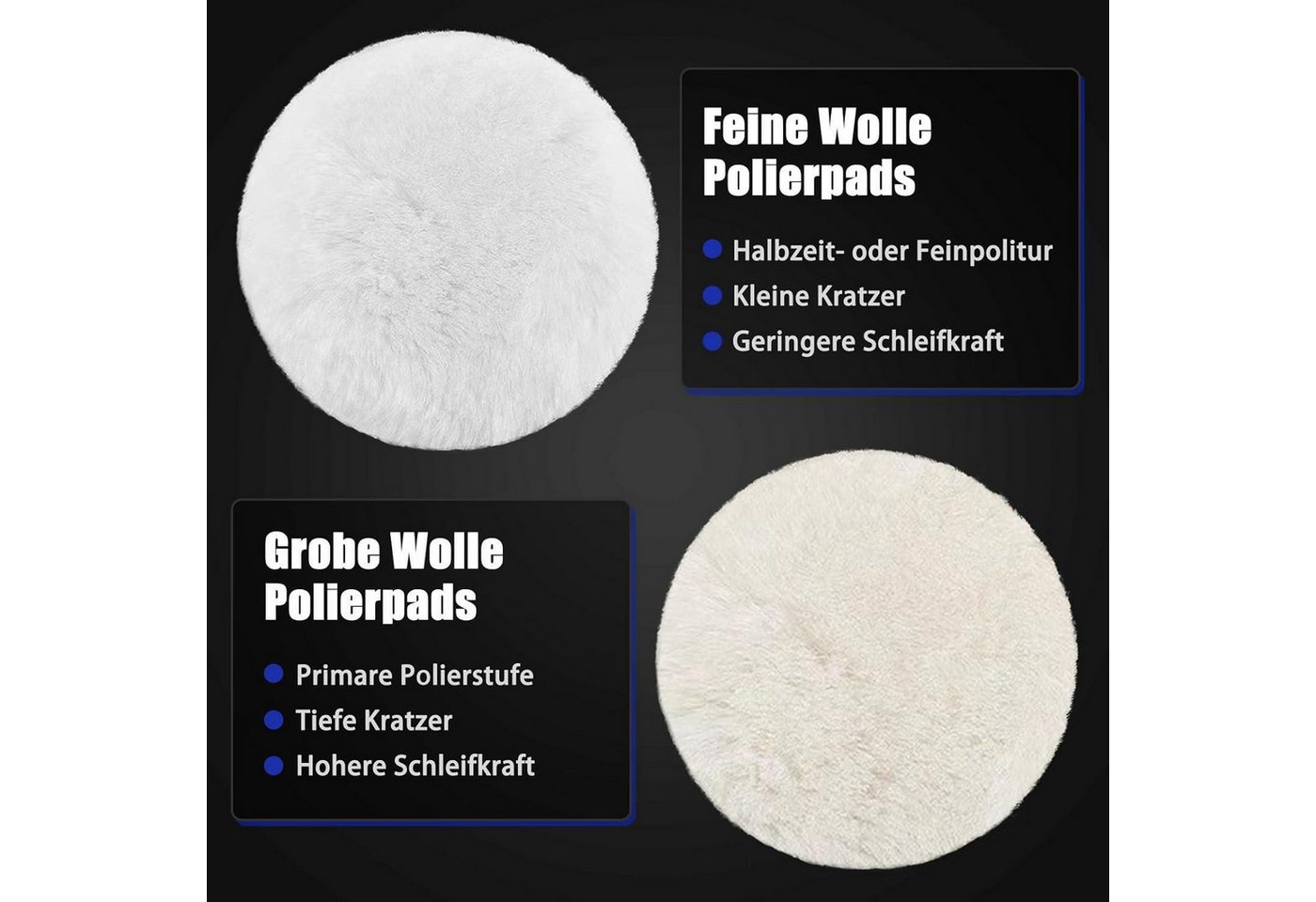 LuxusKollektion Polierschwamm Polierpads 7tlg Klett Auto Wachs Exzenter Polierschaum 150mm Bild 5
