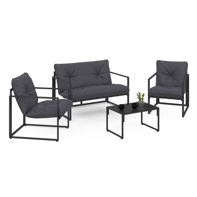 Idmarket - Niedrige Gartenmöbel nairobi 4-Sitzer aus Stahl in Anthrazitgrau