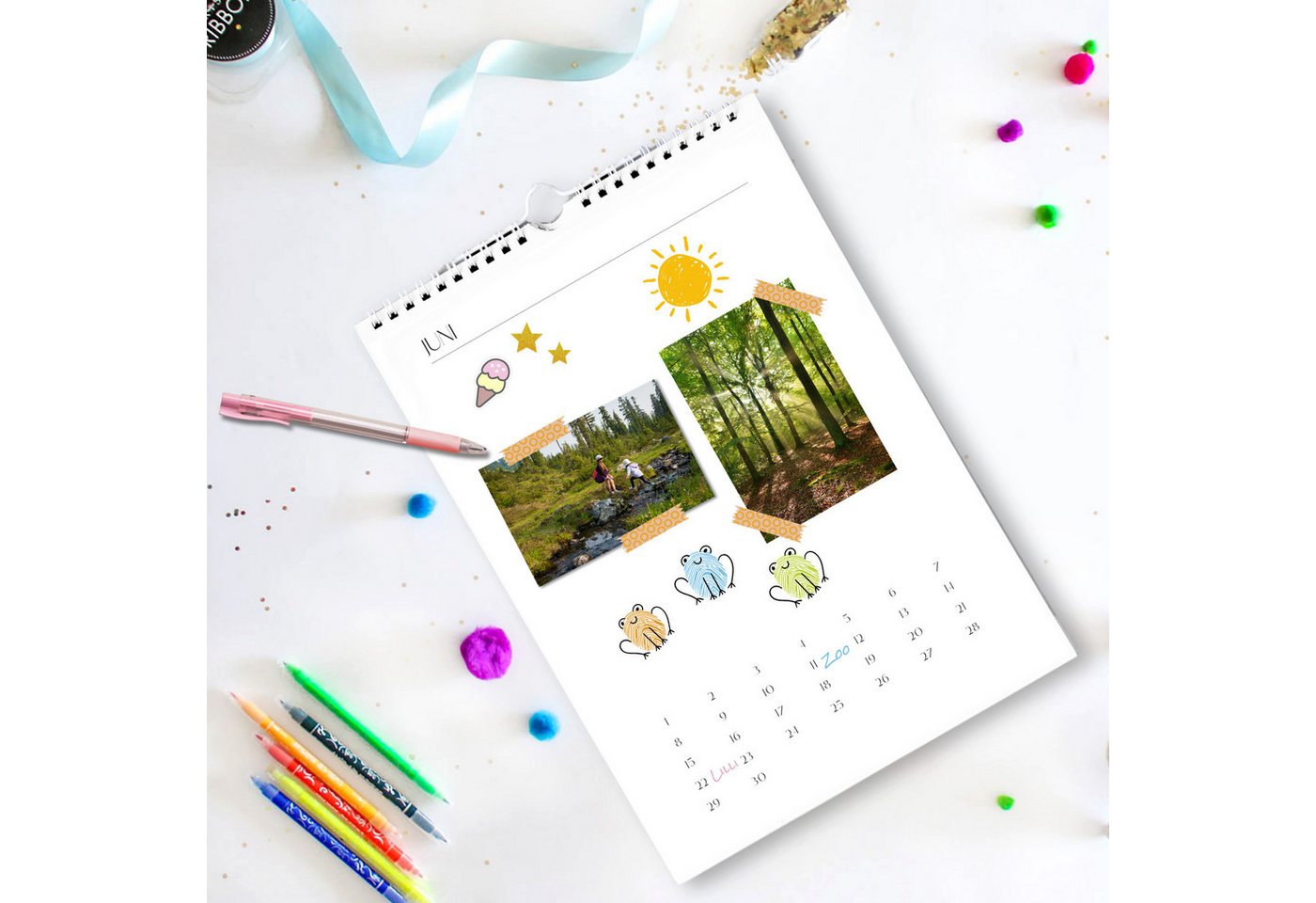 CUPCAKES & KISSES Bastelkalender Bastelkalender A3, Weiß, Jahresunabhängig