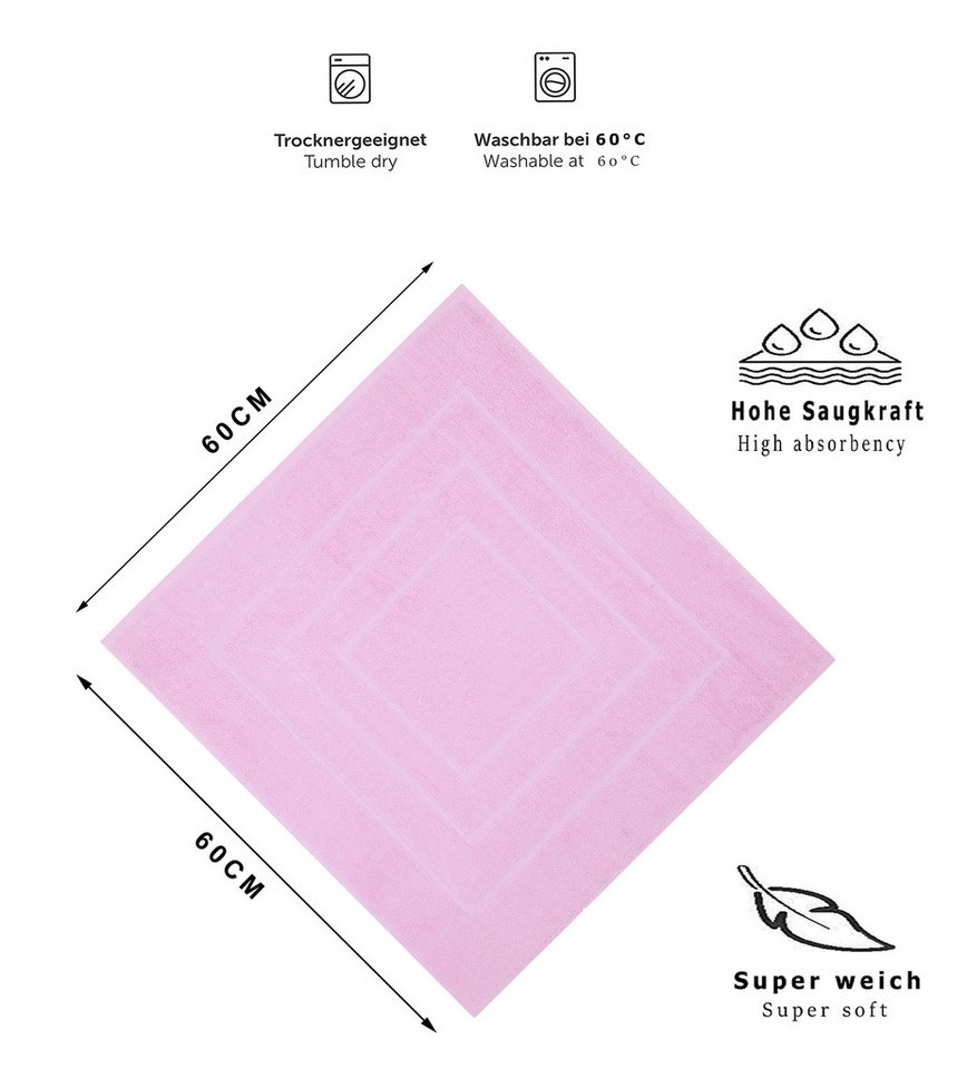Betz Badematte Badvorleger Palermo Badteppich Duschvorlage 60 x 60 cm, schnell trocknend, beidseitig nutzbar, fußbodenheizungsgeeignet, Baumwolle, Qualität 680g/m²