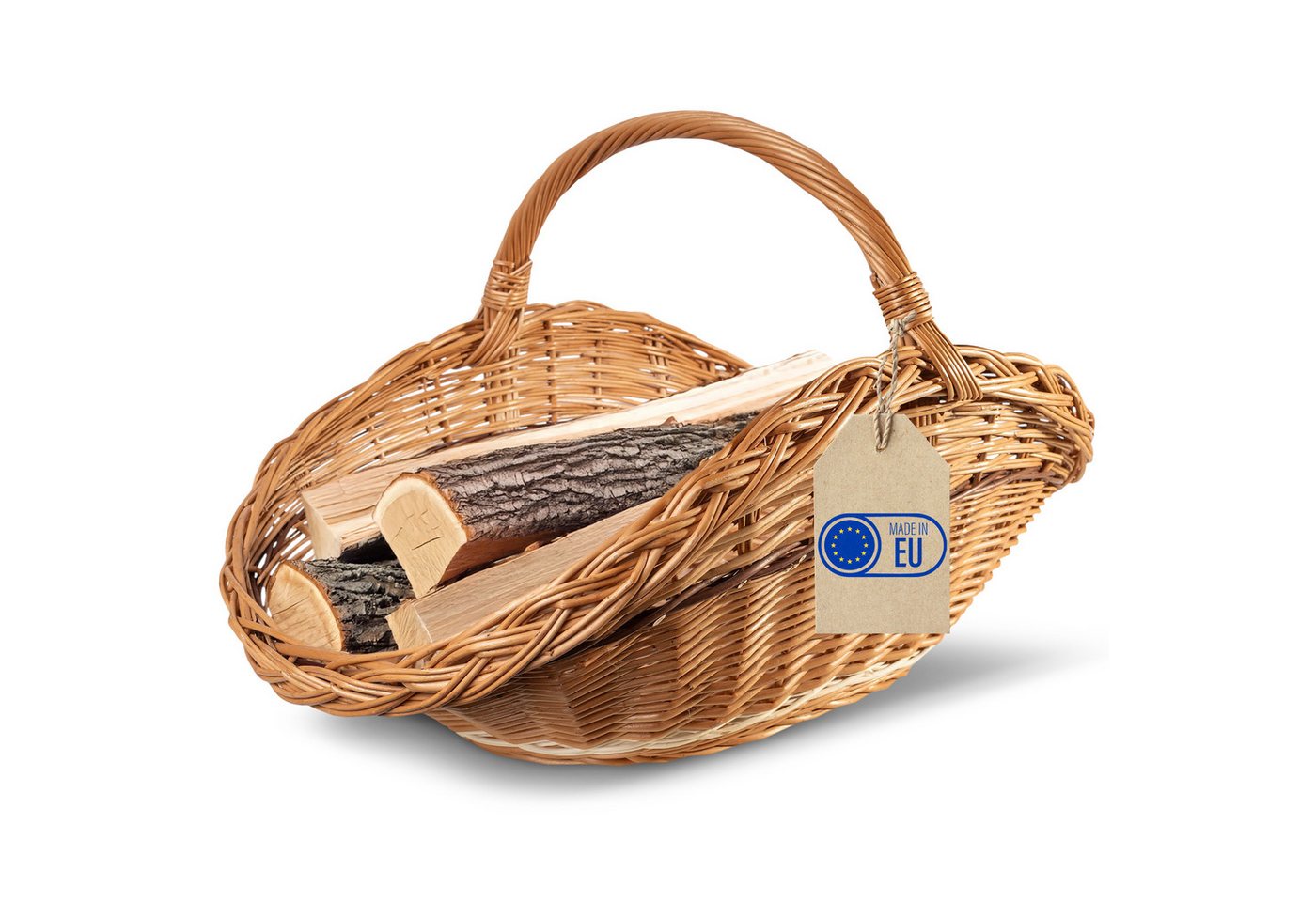 Creative Home Weidenkorb Holztrage Rattan Kaminholzkorb Kaminkorb Tragekorb
