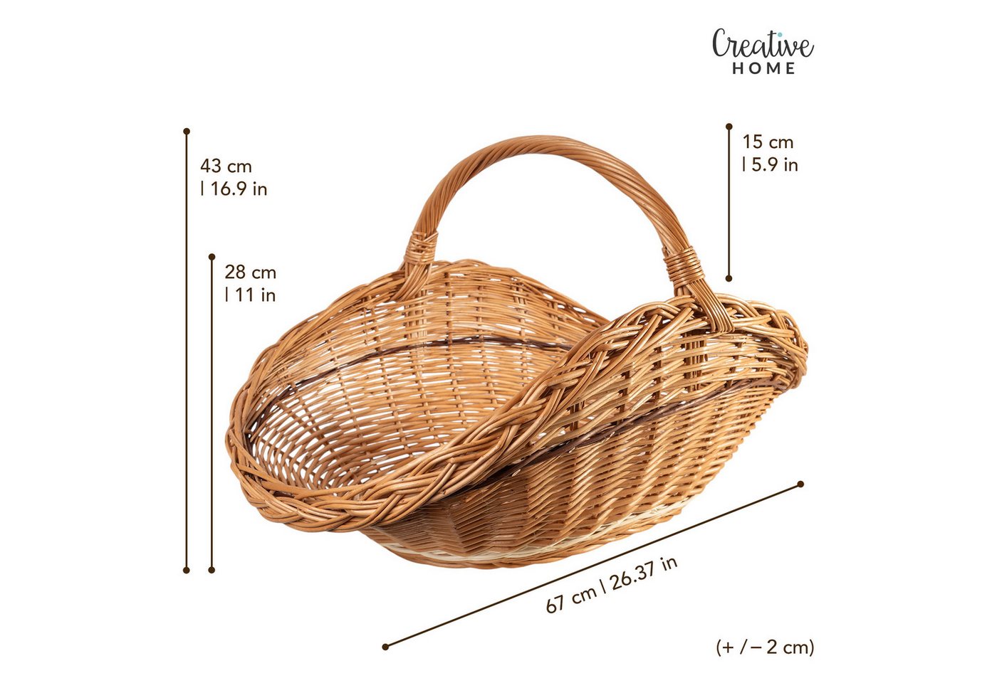 Creative Home Weidenkorb Holztrage Rattan Kaminholzkorb Kaminkorb Tragekorb Bild 3
