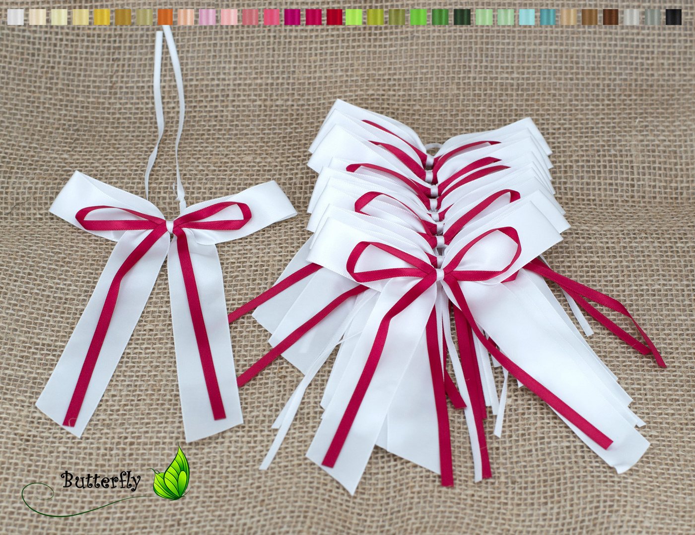 Creativery Geschenkband, Autoschleifen Hochzeit 11x16cm 10 Stück Weinrot