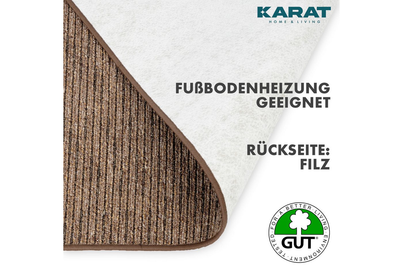 Floordirekt Läufer Geneva, moderner Teppichläufer für Flur, Schlafzimmer und Wohnzimmer, Filzrücken, fußbodenheizungsgeeignet Bild 3