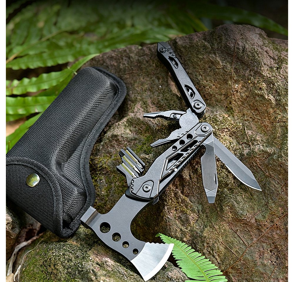 AFKSMILE Multitool Multitool 16 in 1 Camping Gadgets Survival Kit, Multifunktionswerkzeug, Mit Axt, Zange, Klappmesser, Schraubendreher, Flaschenöffner Bild 2