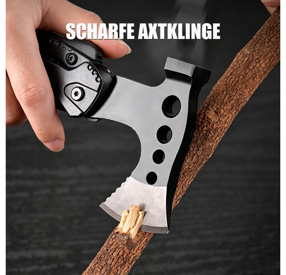 AFKSMILE Multitool Multitool 16 in 1 Camping Gadgets Survival Kit, Multifunktionswerkzeug, Mit Axt, Zange, Klappmesser, Schraubendreher, Flaschenöffner Bild 3