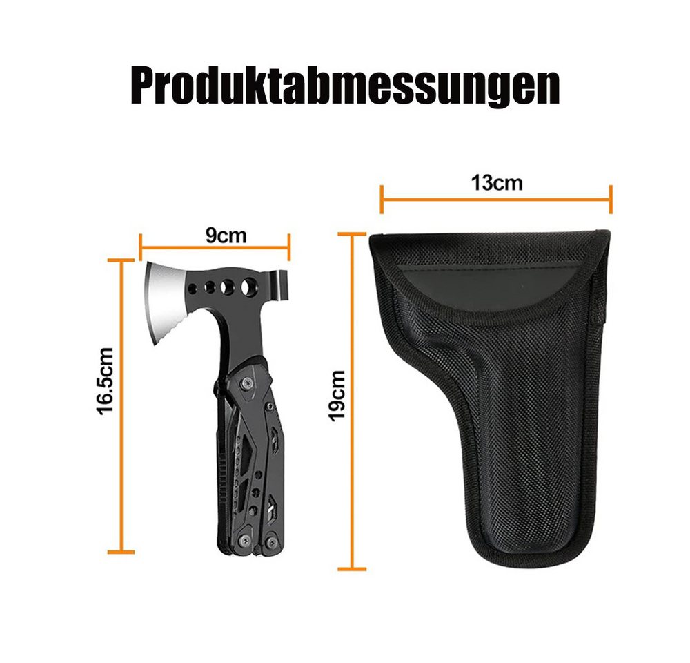 AFKSMILE Multitool Multitool 16 in 1 Camping Gadgets Survival Kit, Multifunktionswerkzeug, Mit Axt, Zange, Klappmesser, Schraubendreher, Flaschenöffner Bild 4