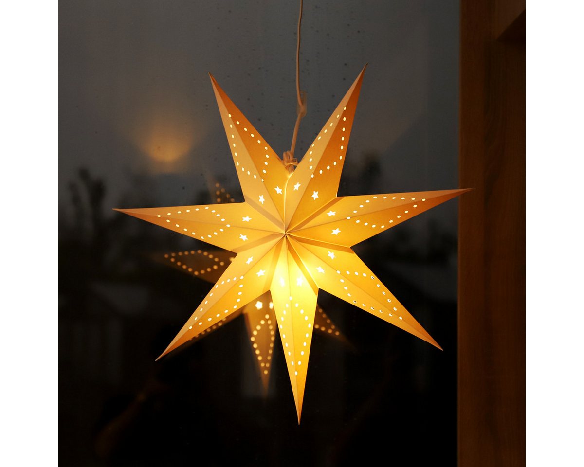 Salcar Papierstern 3D LED Papierstern Hängend Weihnachtsstern Beleuchtet Weihnachtsdeko, Sternlicht Wohnzimmer Schlafzimmer Fenster, 55cm Bild 2