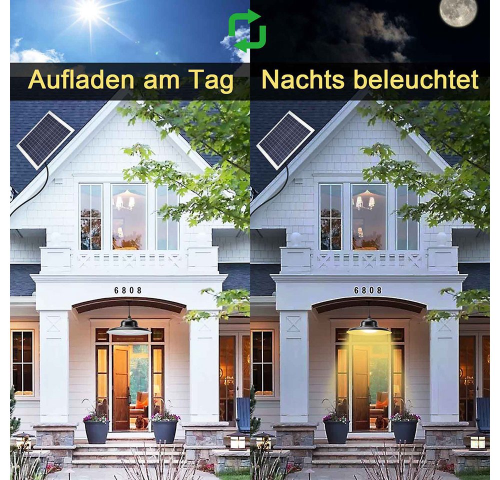 LMaxhome LED Solarleuchte Solar Pendelleuchte Dimmbar Hängelampe mit Fernbedienung Wasserdichte, 2 Lampen, 3000K/4500K/5000K, 25W LED fest integriert Solarlampen für Außen Innen Bild 3