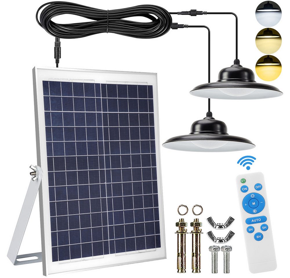LMaxhome LED Solarleuchte Solar Pendelleuchte Dimmbar Hängelampe mit Fernbedienung Wasserdichte, 2 Lampen, 3000K/4500K/5000K, 25W LED fest integriert Solarlampen für Außen Innen Bild 4