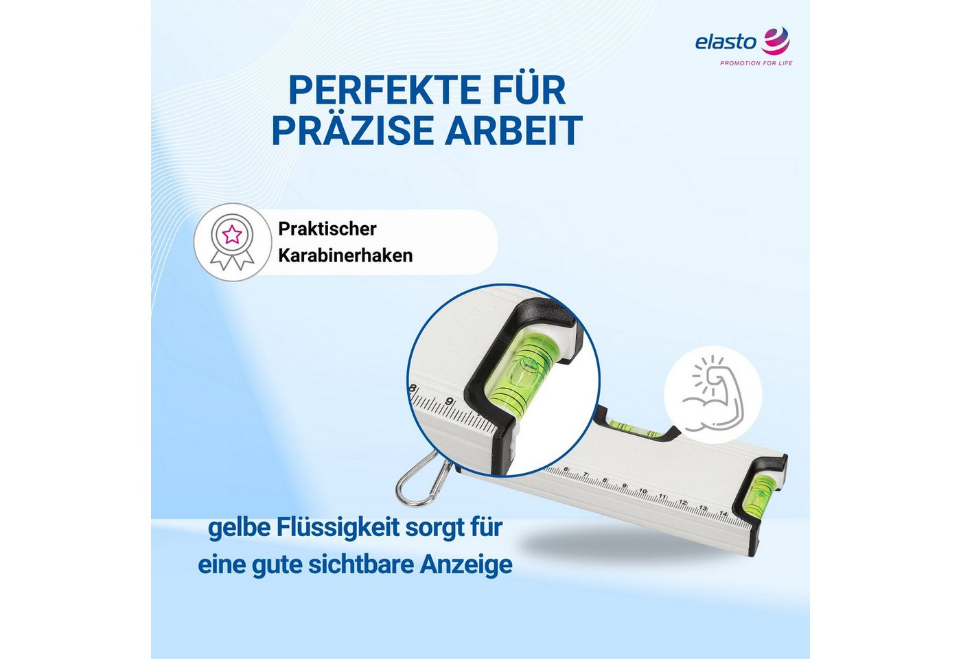 elasto Wasserwaage Magnetische Mini Wasserwaage 15,5 cm mit Karabiner Bild 3