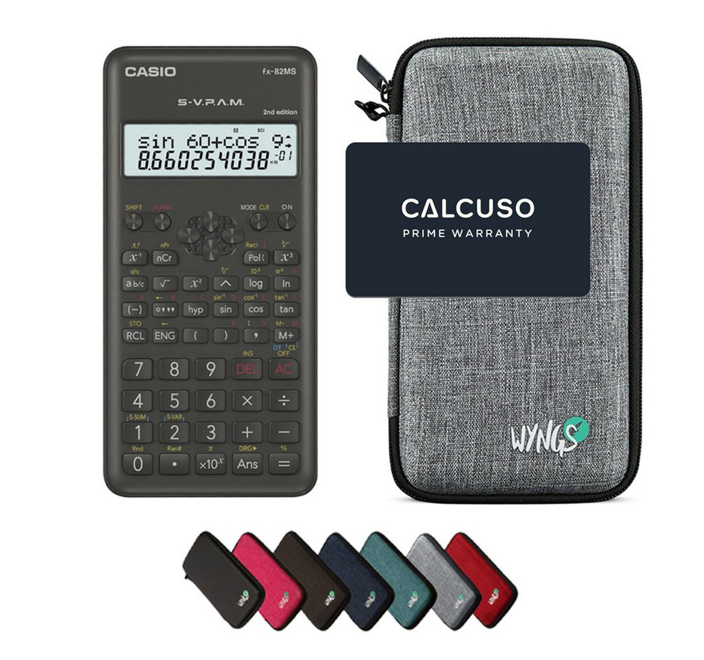 CASIO Taschenrechner fx-82MS 2nd edition inkl. WYNGS Schutztasche Hellgrau Bild 2