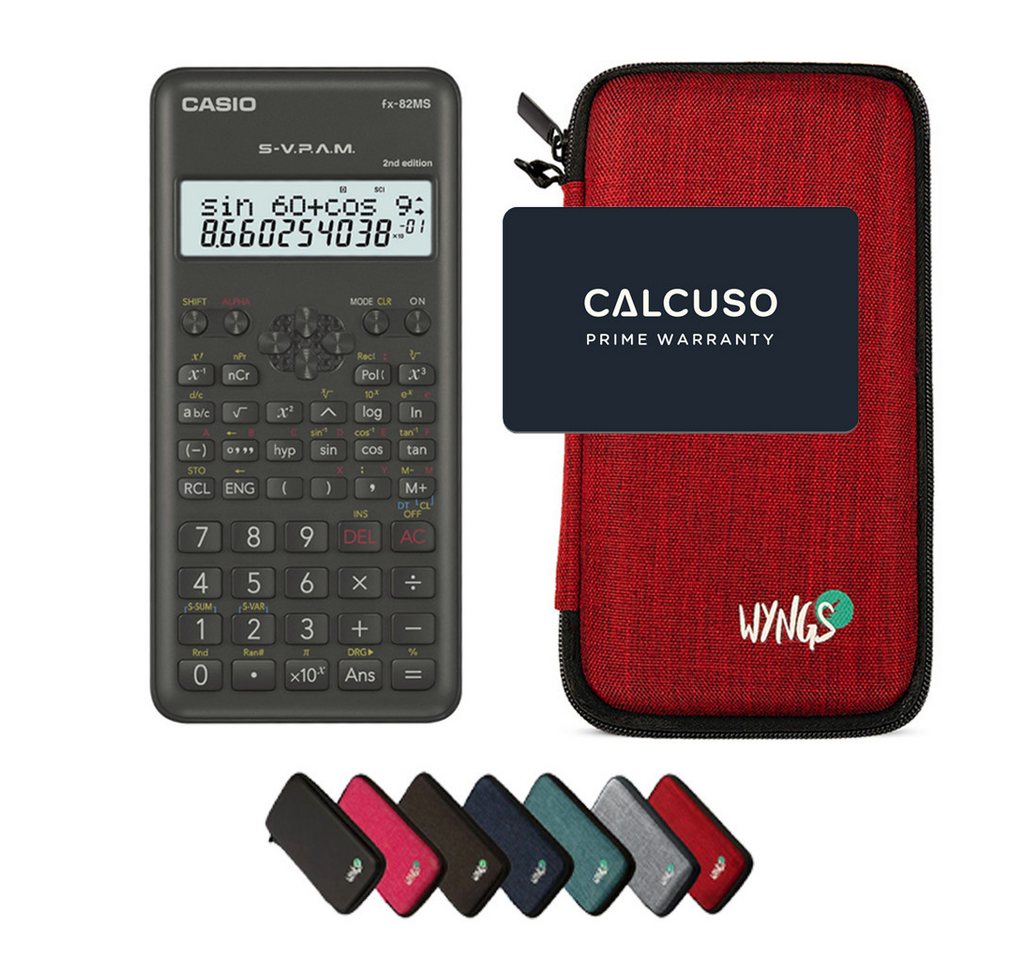 CASIO Taschenrechner fx-82MS 2nd edition inkl. WYNGS Schutztasche Rot Bild 3