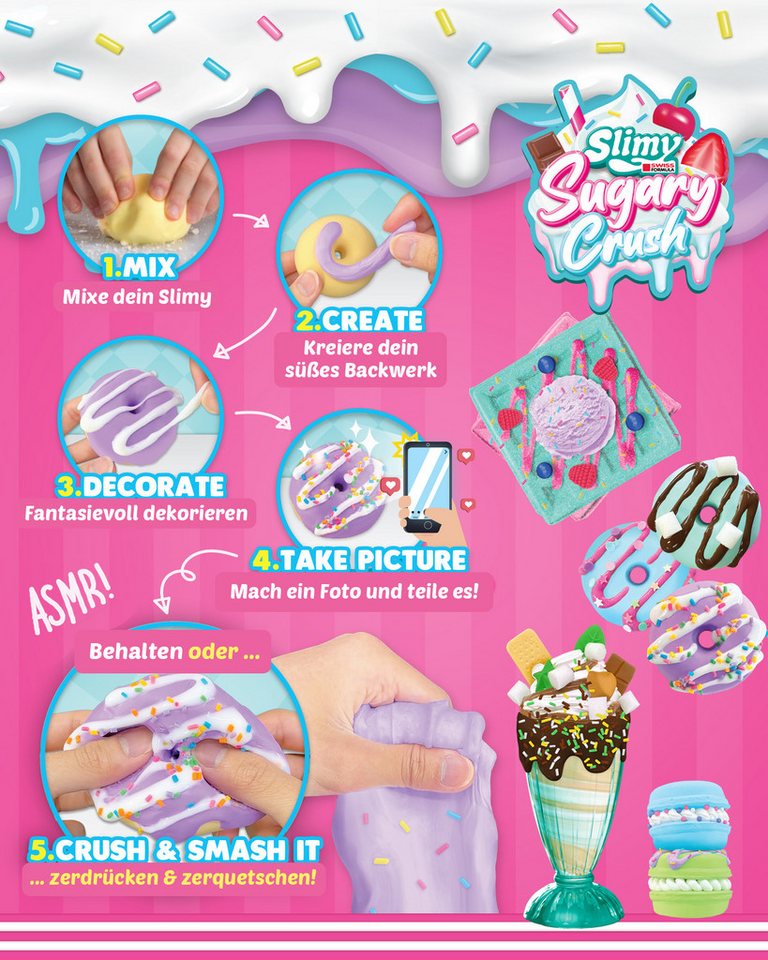 Slimy® Knetform-Set Sugary Crush - Super Creator's Set (1-tlg), Slime und Knete Kreativ-Set zum selber Mischen, Formen und Dekorieren