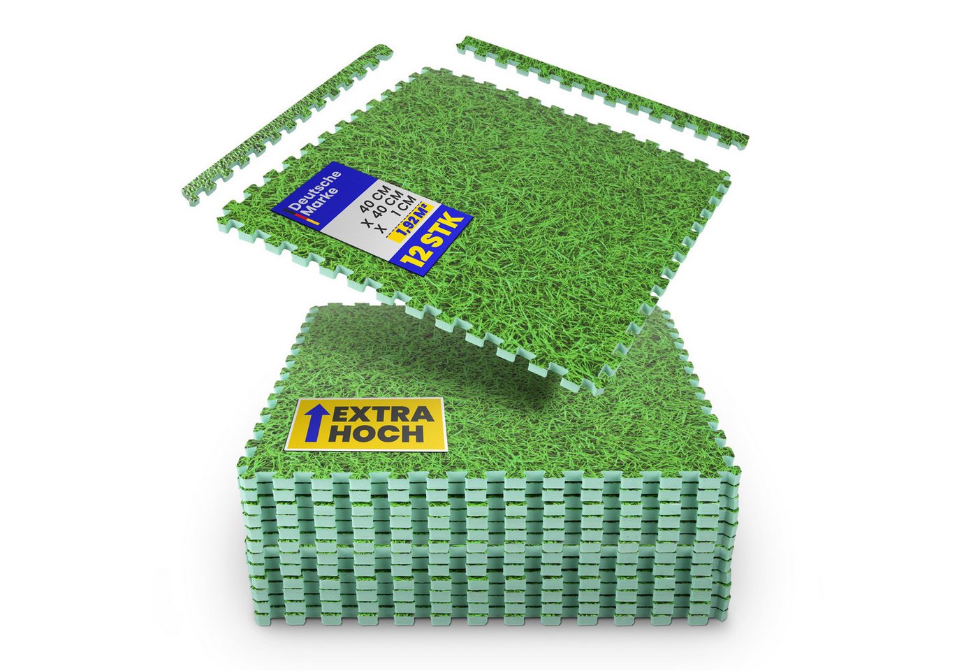 Bestlivings Bodenschutzmatte Grasoptik, Packung, 12-St., Puzzlematte 40x40x1cm, inkl. Rand - modular und flexibel erweiterbar Bild 4