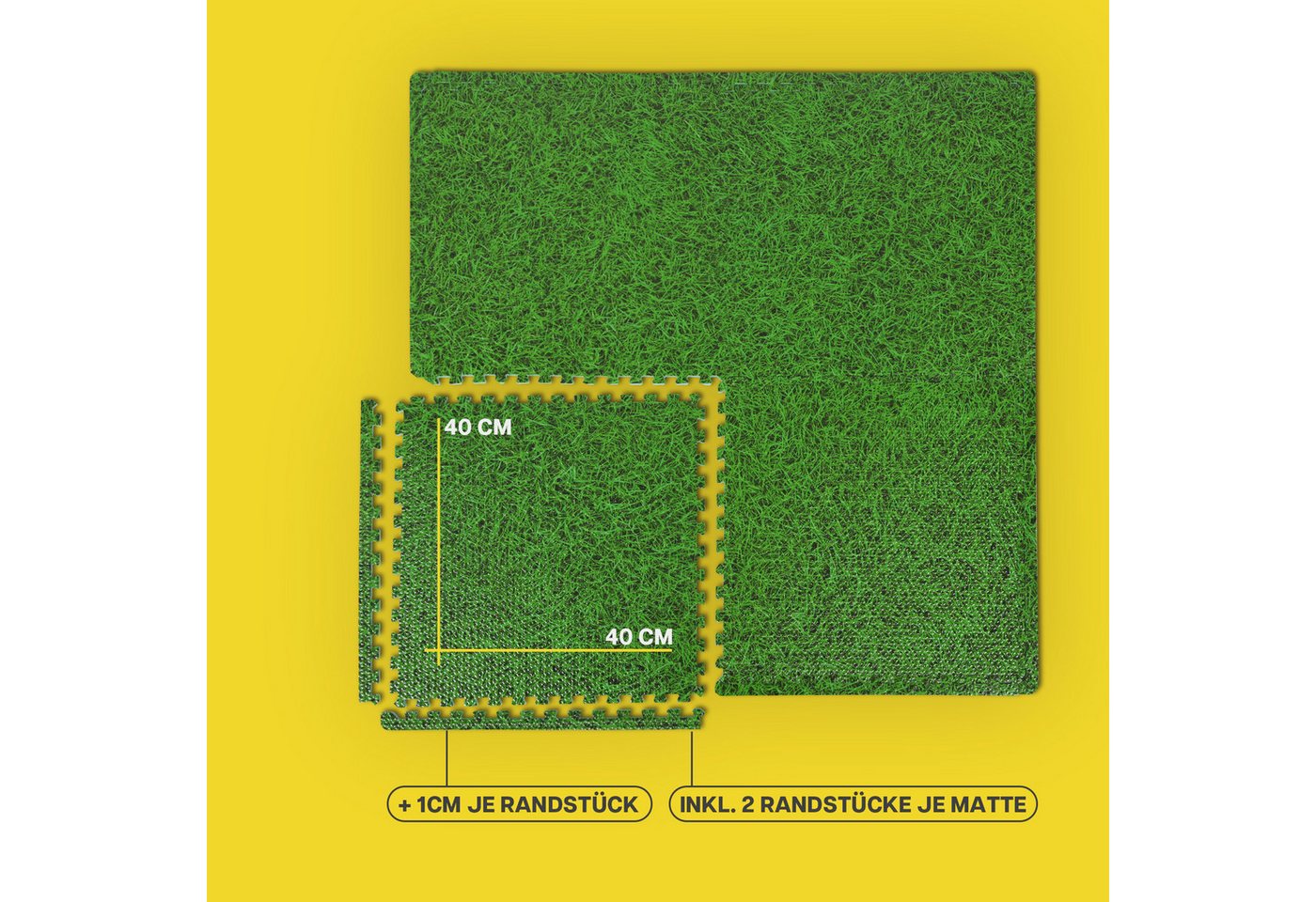 Bestlivings Bodenschutzmatte Grasoptik, Packung, 12-St., Puzzlematte 40x40x1cm, inkl. Rand - modular und flexibel erweiterbar Bild 5