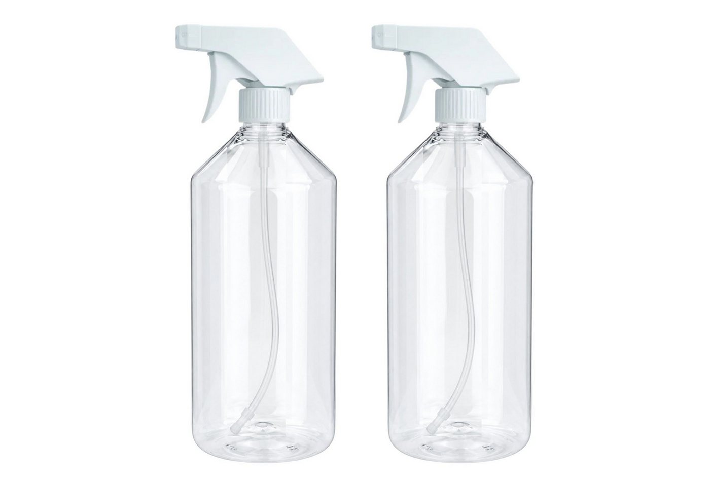mikken Sprühflasche Plastikflasche mit Sprühpistole 1 Liter PET Flasche mit Trigger, (2-tlg., 2er, 4er, 6er oder 10er Set), auch für ölige Substanzen geeignet, made in Europe
