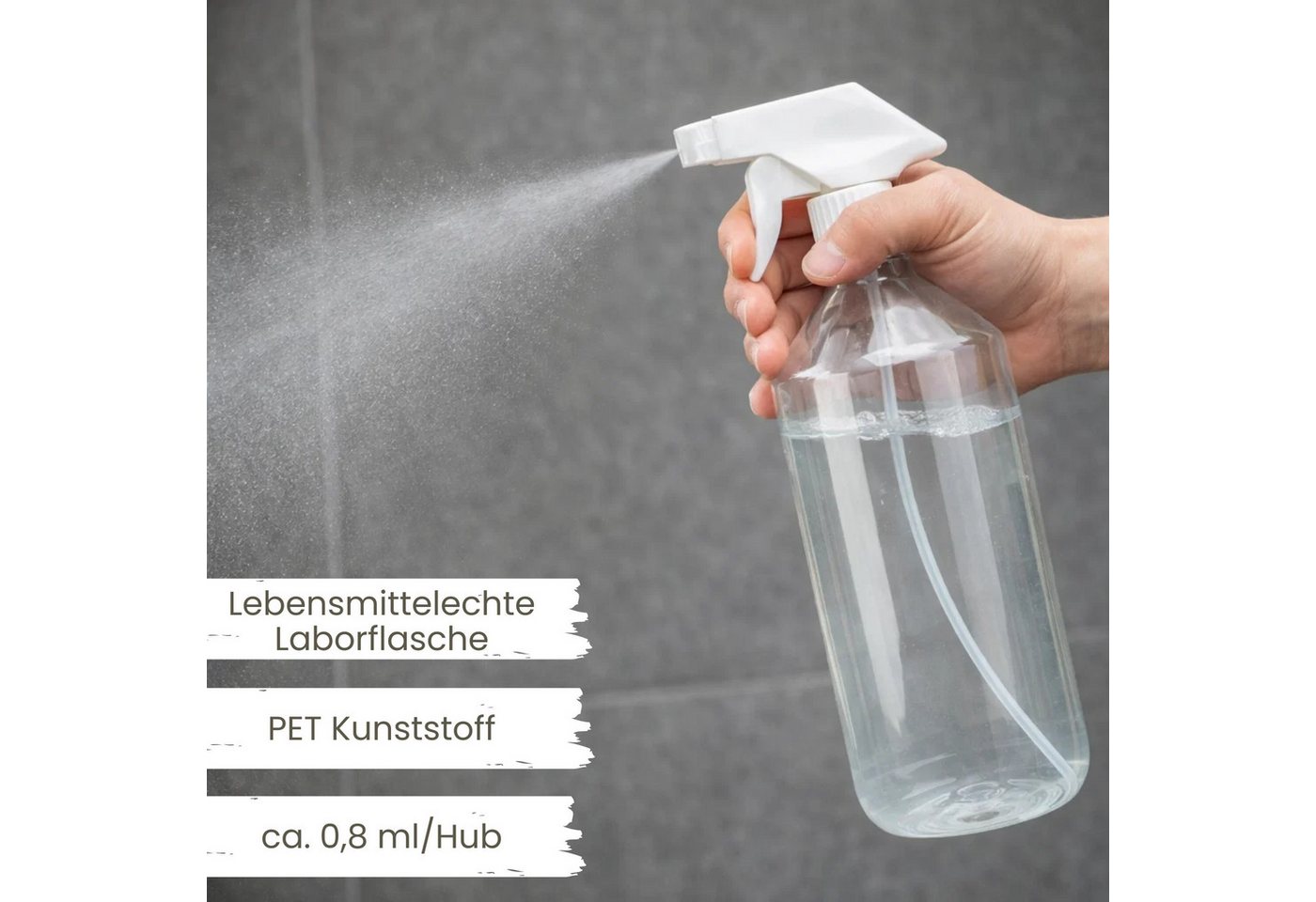 mikken Sprühflasche Plastikflasche mit Sprühpistole 1 Liter PET Flasche mit Trigger, (2-tlg., 2er, 4er, 6er oder 10er Set), auch für ölige Substanzen geeignet, made in Europe Bild 2