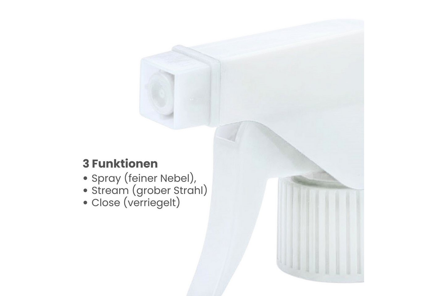 mikken Sprühflasche Plastikflasche mit Sprühpistole 1 Liter PET Flasche mit Trigger, (2-tlg., 2er, 4er, 6er oder 10er Set), auch für ölige Substanzen geeignet, made in Europe Bild 3