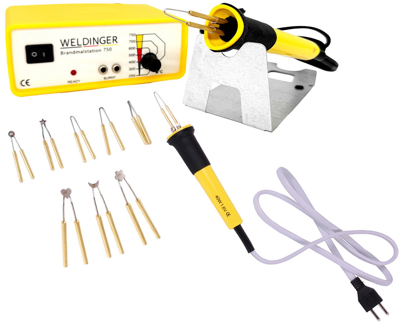WELDINGER Kreativset Brandmalstation BS-750 (250-750°C) mit Brennspitzenset Ersatzkolben, (Set, Kreativset), regelbarer Temperaturbereich Bild 3