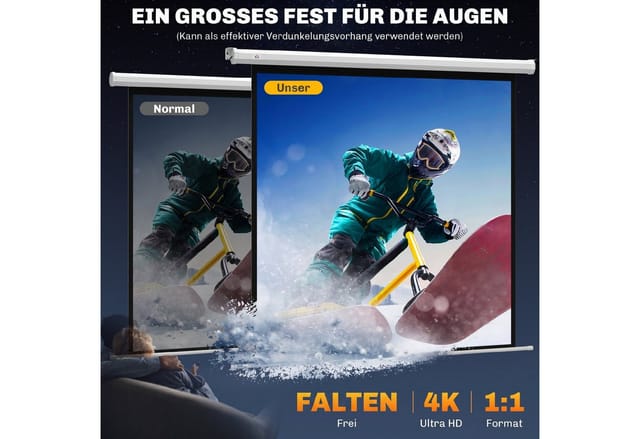 HOMCOM Leinwand 85 Zoll 4K Rollo-Leinwand Projektionsleinwand, für Heimkino Büro-Präsentationen