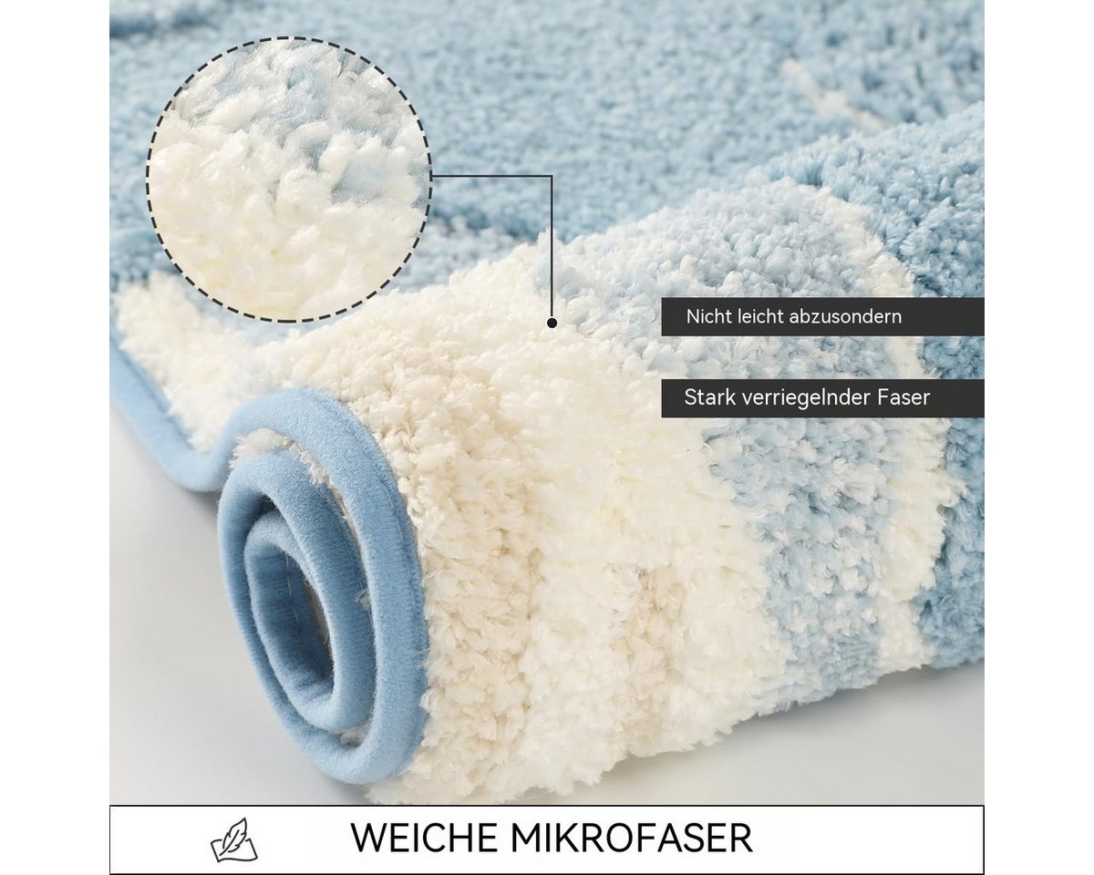 Zyronn Badematte Niedlicher Badezimmerteppich mit Meeresmotiv, super saugfähig,40x60cm, Rutschfester,flauschiger Teppich,geeignet für Duschräume,Schlafzimmer