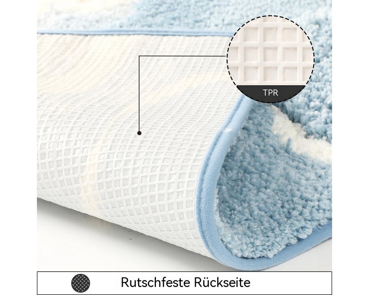 Zyronn Badematte Niedlicher Badezimmerteppich mit Meeresmotiv, super saugfähig,40x60cm, Rutschfester,flauschiger Teppich,geeignet für Duschräume,Schlafzimmer Bild 3