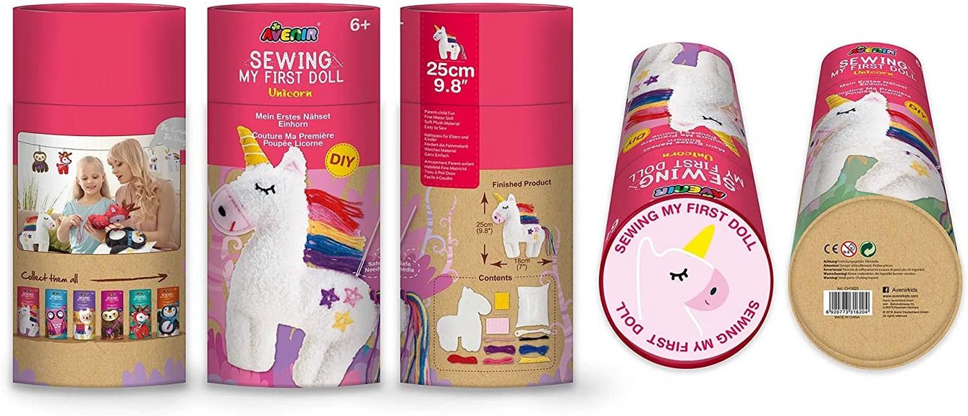 Avenir Kreativset Nähset Einhorn oder Koala - Bastelset für Kinder (Mein erstes Nähset), DIY, deutsche, einfache Anleitung