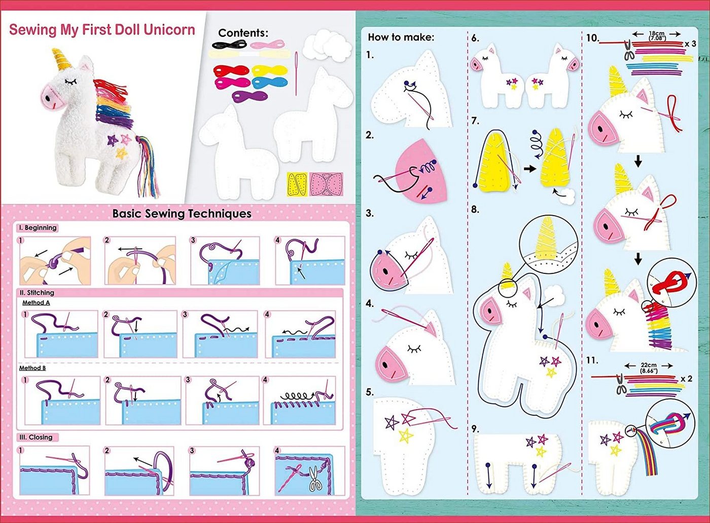 Avenir Kreativset Nähset Einhorn oder Koala - Bastelset für Kinder (Mein erstes Nähset), DIY, deutsche, einfache Anleitung Bild 5