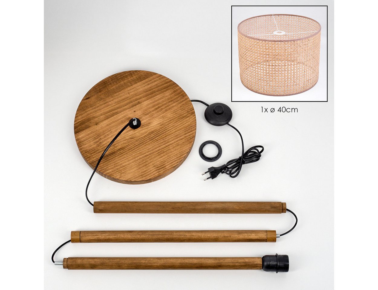 hofstein Stehlampe moderne Stehlampe aus Holz/Rattan/Wienergeflecht in Naturfarben, ohne Leuchtmittel Bild 5