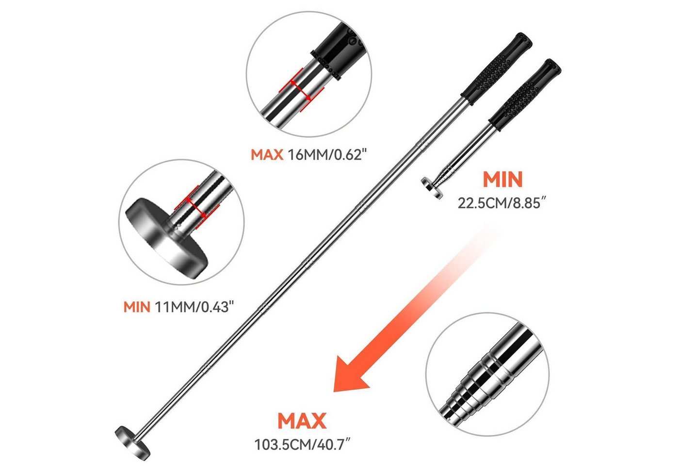 LuxusKollektion Magnet Magnet Pick Up Tool Teleskopstab 15.8kg Tragkraft verstellbar Bild 5