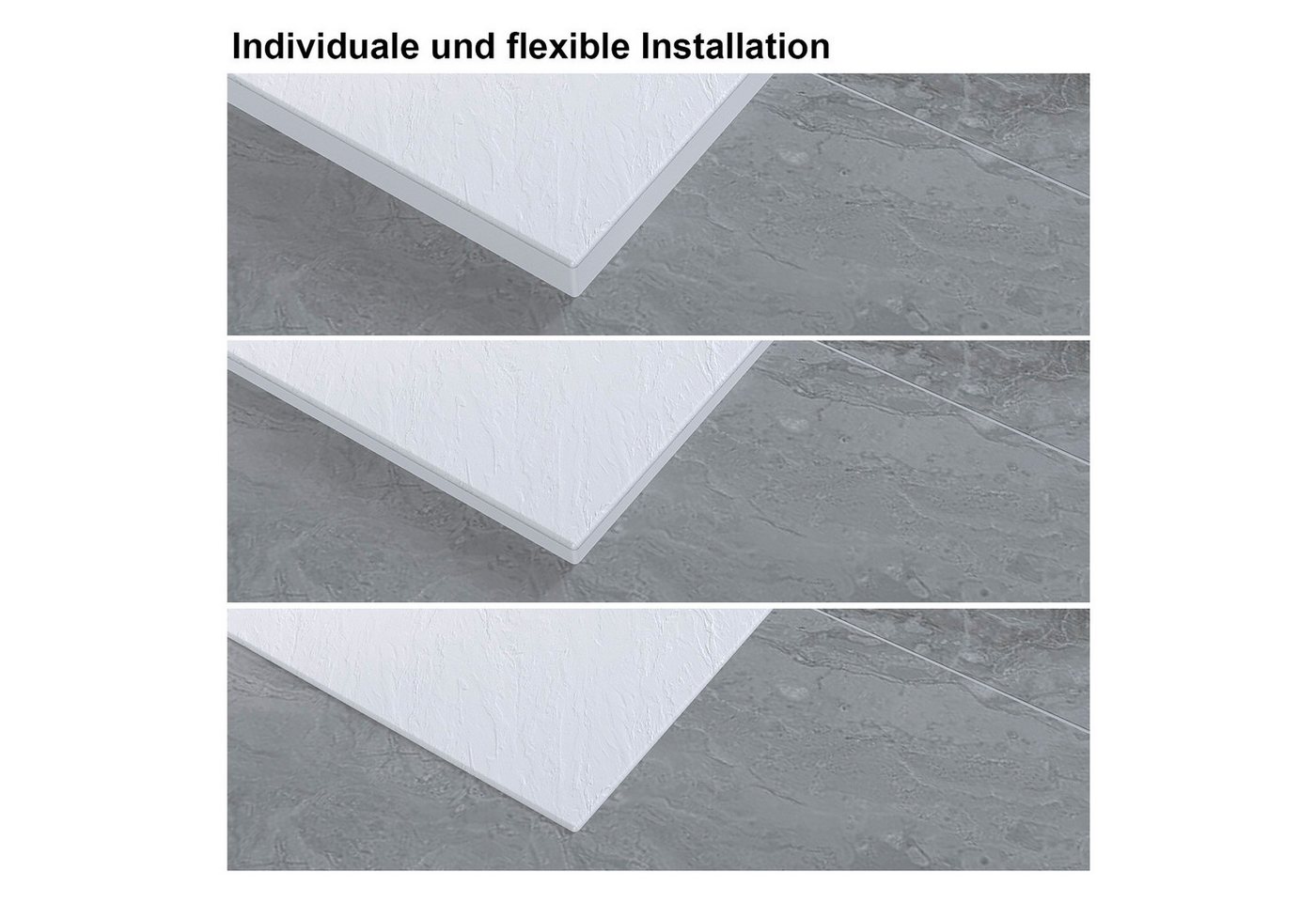 AQUABATOS Rechteckduschwanne Duschwanne 100x80 SMC Duschtasse Eckduschwanne Brausewanne, mit Ablaufgarnitur,weiß/schwarz,Anti-Rutsch,Zuschneidbar,Steinoptik,superflach,bodenebene Montage,Rechteck Bild 3