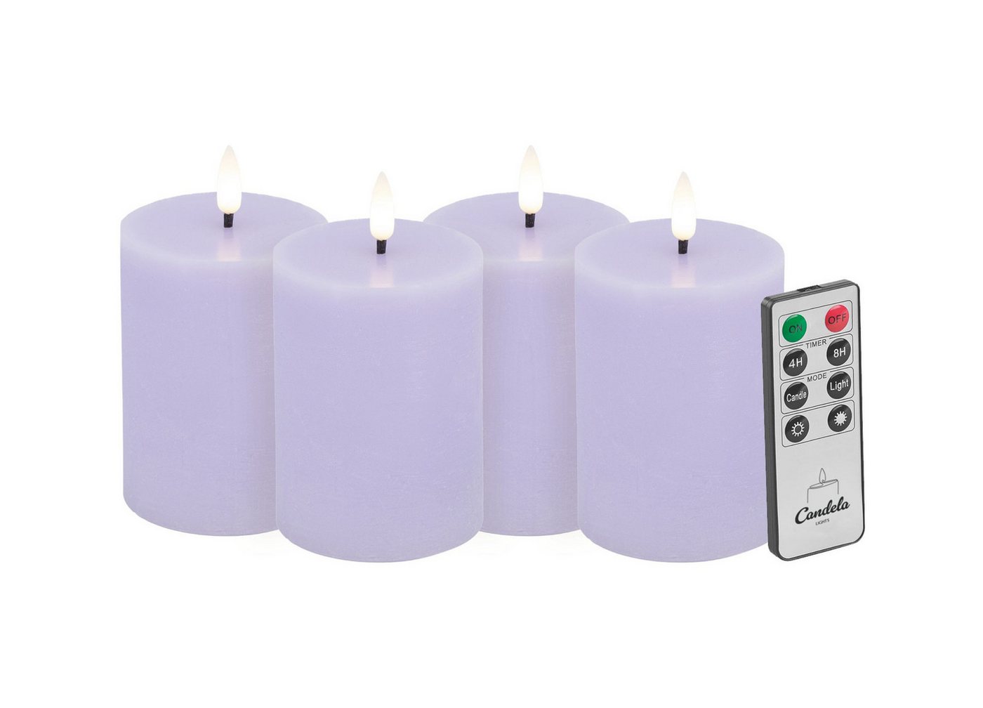 LC Home LED-Kerze Candela LED Kerzen 4er Set ?7,5x10cm Summer Purple rustic Echtwachs Bild 5