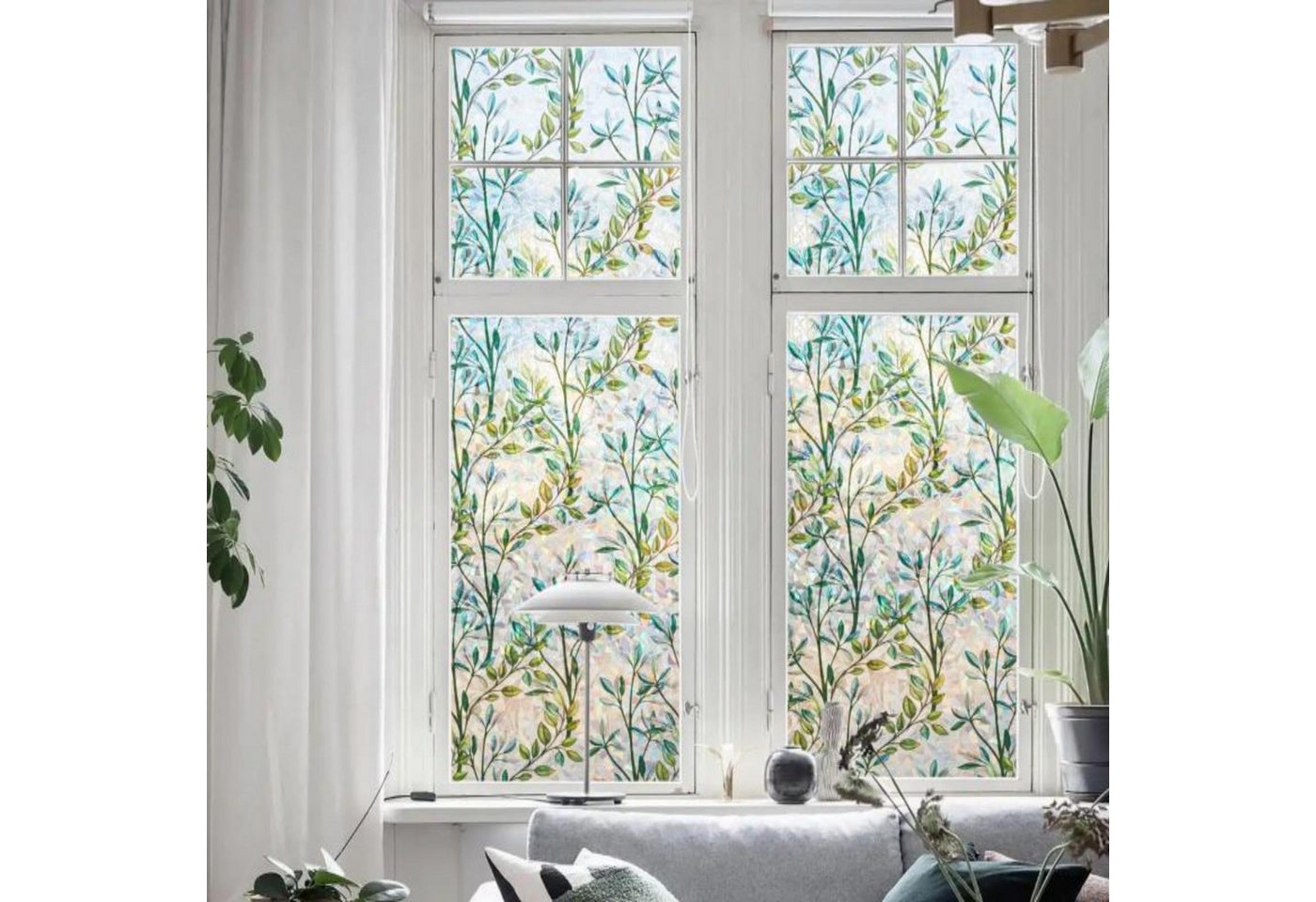 Coonoor Fensterfolie Sichtschutzfolie für Fenster, Fensterfolie 3D, ohne Kleber, Glasaufkleber für Glastüren, Zuhause und Büro, Anti-UV Bild 2