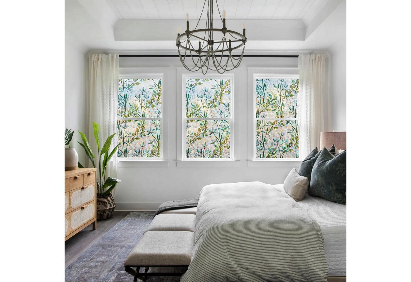 Coonoor Fensterfolie Sichtschutzfolie für Fenster, Fensterfolie 3D, ohne Kleber, Glasaufkleber für Glastüren, Zuhause und Büro, Anti-UV Bild 4