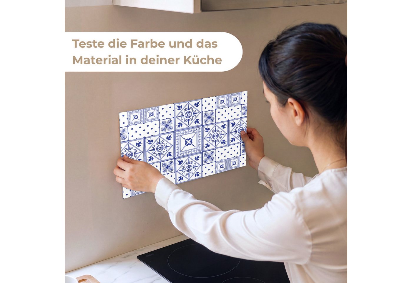 KitchenYeah Küchenrückwand Muster selbstklebend (keine Folie) Fliesen - Muster - Delfter Blau, (1-tlg), Spritzschutz, Küche, Rückwand, Küchenwand, Küchenfront, 30x20 cm