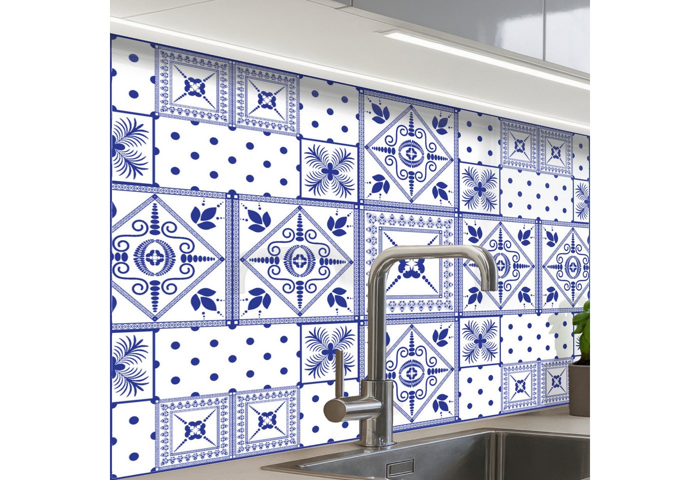 KitchenYeah Küchenrückwand Muster selbstklebend (keine Folie) Fliesen - Muster - Delfter Blau, (1-tlg), Spritzschutz, Küche, Rückwand, Küchenwand, Küchenfront, 30x20 cm Bild 3